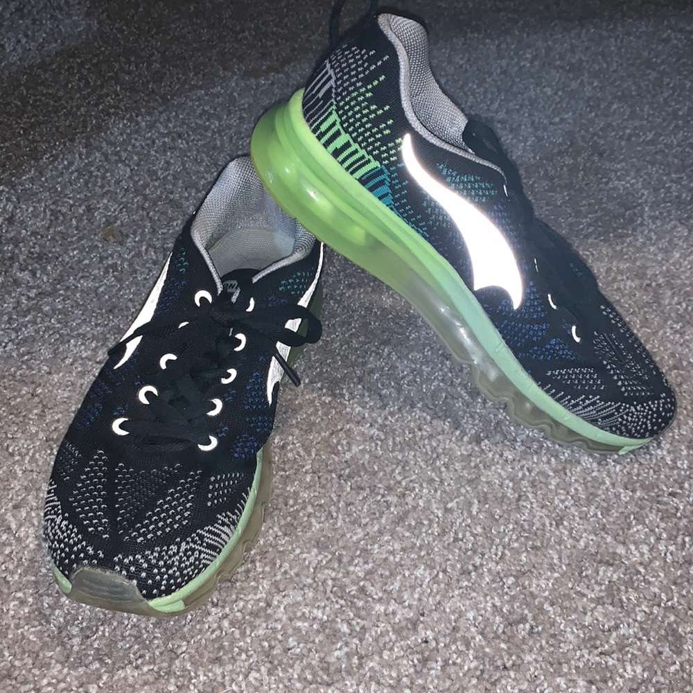 Onemix Reflective White Black/Green Running Shoes size 7